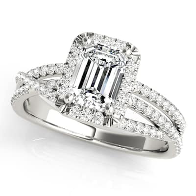 Auriya 14k White Gold Lab Grown Emerald Diamond Halo Engagement Ring 0.50 to 5.00 ct. tw. (F-G VS)