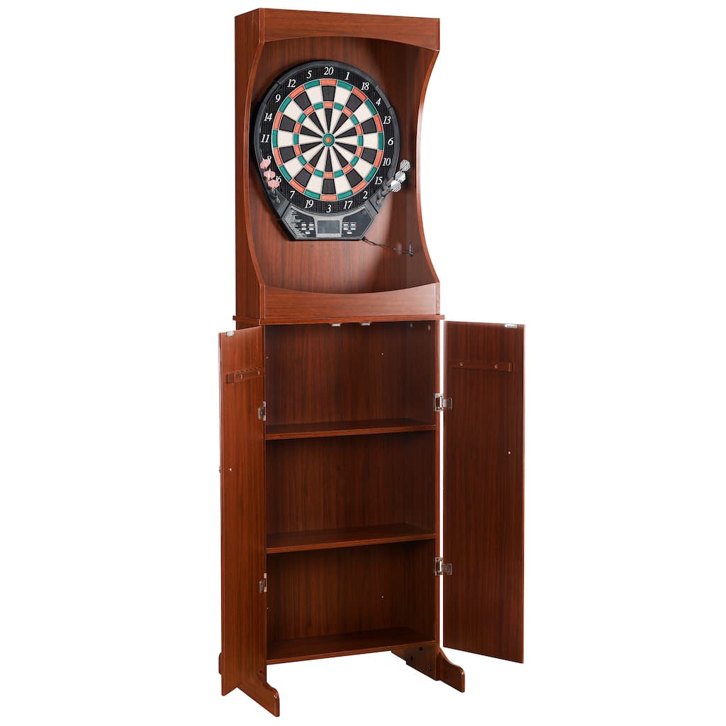 Hathaway Outlaw Electronic Dartboard and 81-in Free-Standing Cabinet - Cherry Finish