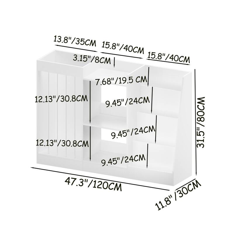Kids Bookshelf and Toy Storage, 3-Tier Book Shelf for Kids Rooms, Sling Baby Bookcase with Stuffed Animal Storage