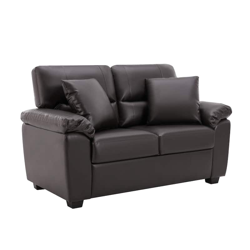 Morden Fort Upholstered Living Room Set, 2 Pieces - Faux Leather chair, Loveseat