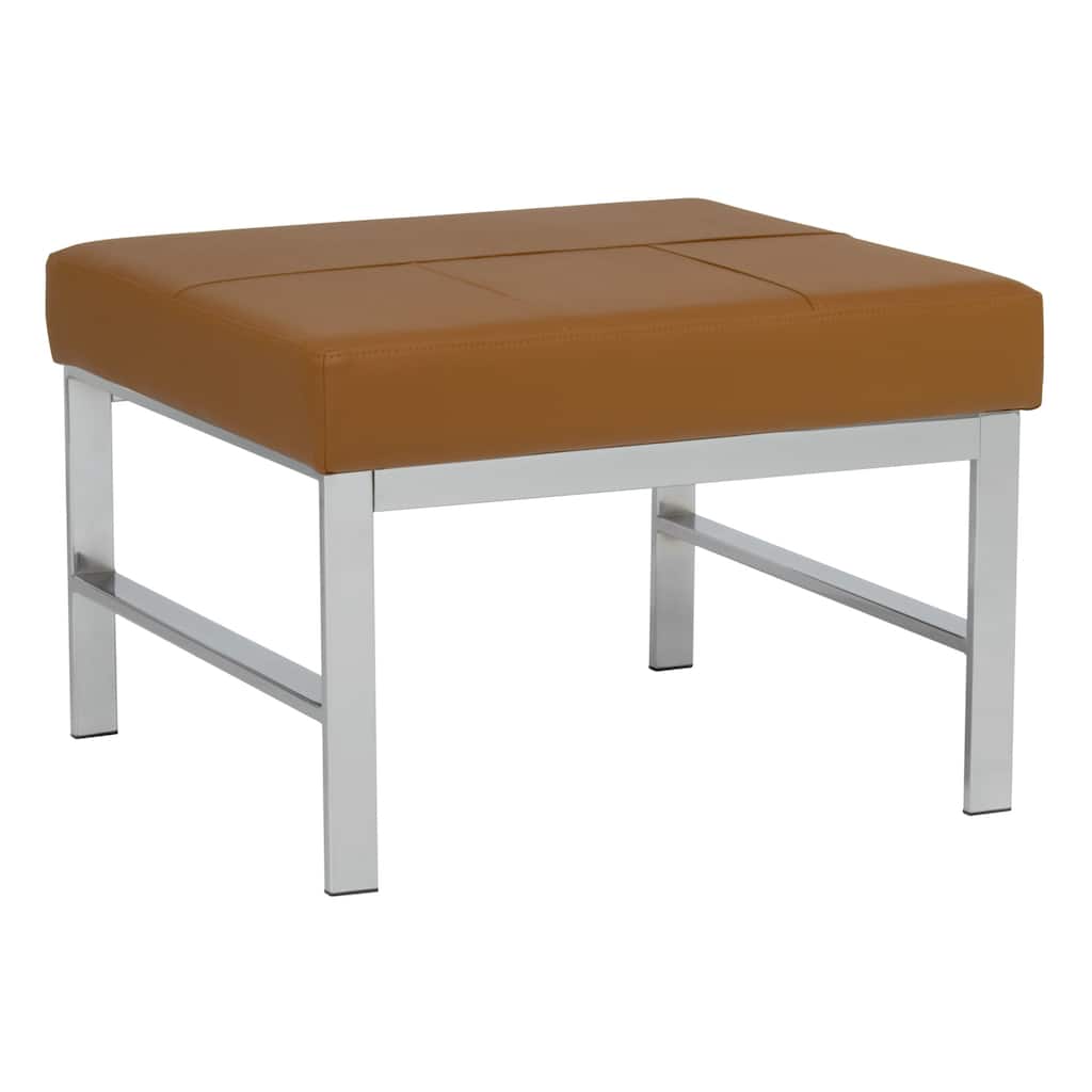 Atlas Mid Century Modern Metal and Leather Ottoman