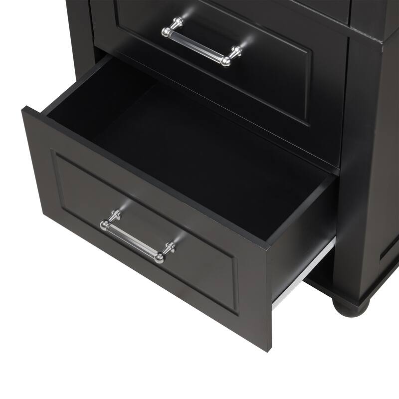 Tall Bathroom Storage Cabinet, Freestanding Storage Cabinet with Two Drawers and Adjustable Shelf, MDF Board with Painted Finish