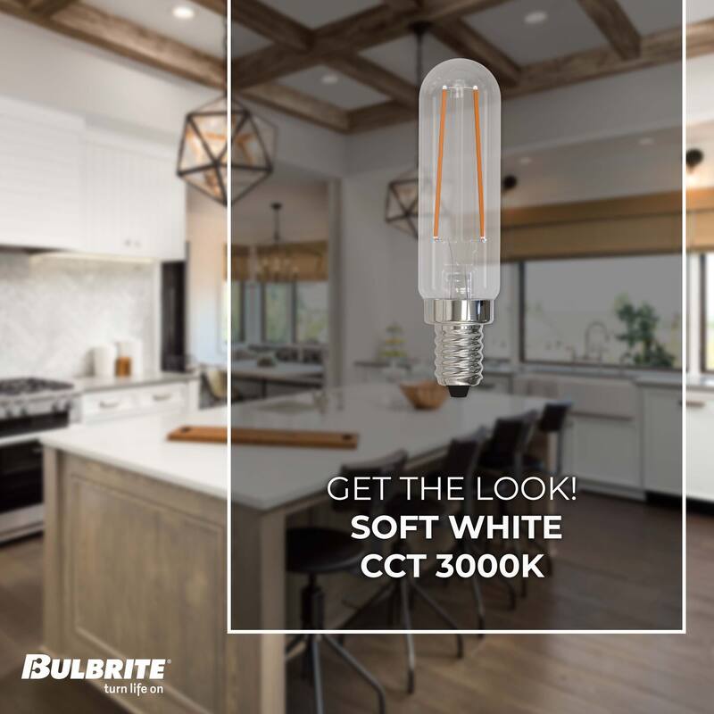 Bulbrite Pack of (4) 2.5 Watt Dimmable Clear Filament T6 Candelabra (E12) LED Bulb