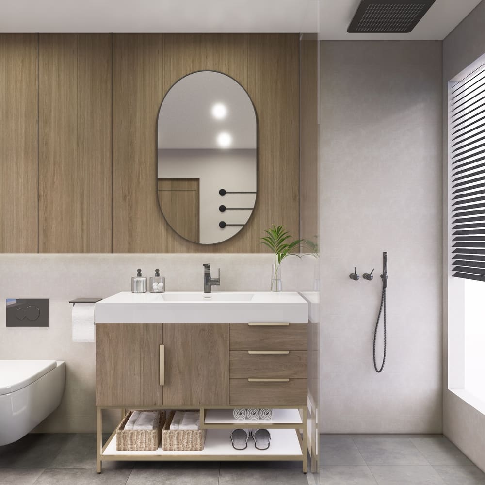 Noble 42" Free Standing Vanity (R Drawer) with Reinforced Acrylic Sink - 42" Width