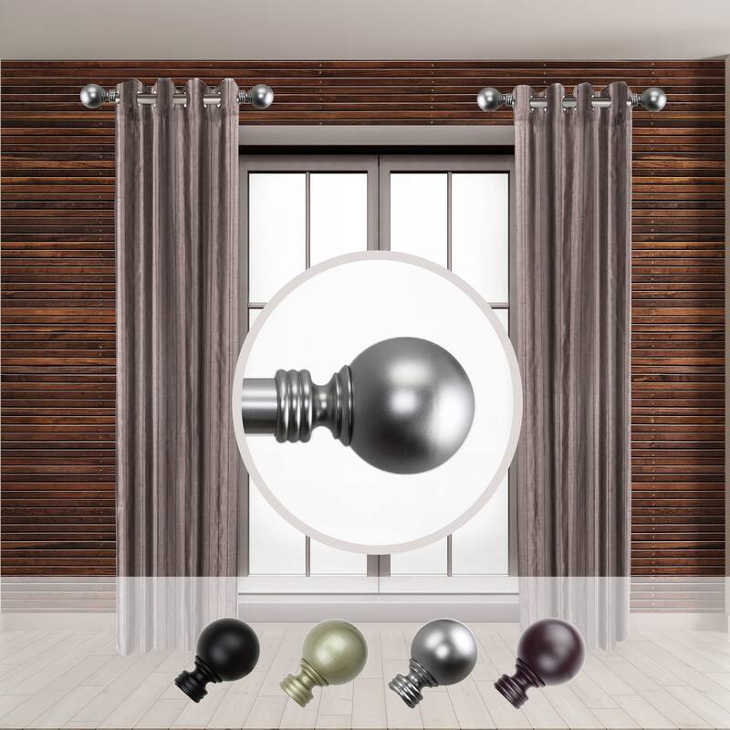 Side Curtain Rod Set - 1" Diameter, 12-20" Length - Includes Finials & Brackets (2 Rods) - 20
