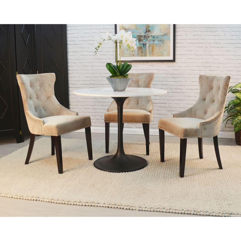 Marble Circular Top Pedestal Dining Table - 36" - White and black