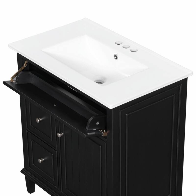 30 Inch Bathroom Vanity with Sink, Modern Vanity Cabinet with One Flip Drawer and Two Storage Drawers