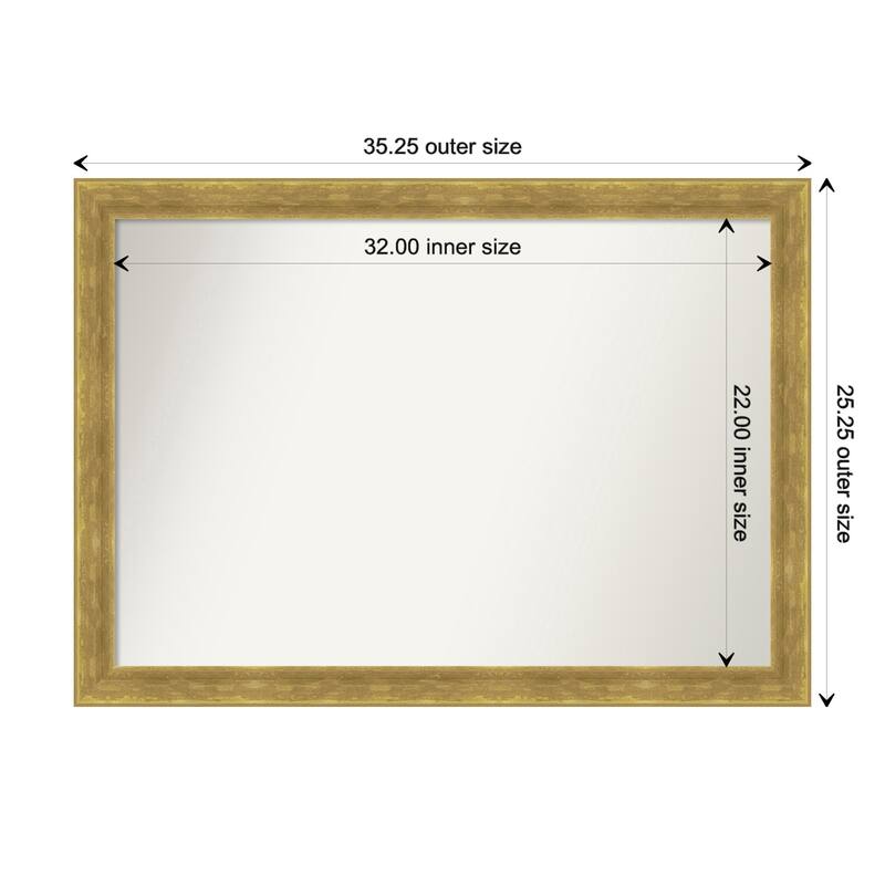 Angled Gold Framed Non-Beveled Custom Wall Mirror, Bathroom Vanity Mirror