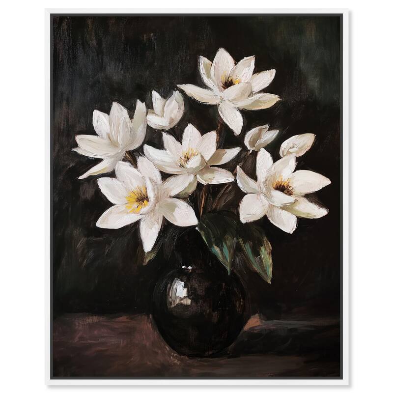 Chiaroscuro Flowers Canvas by Art Remedy - White - 16" x 20"