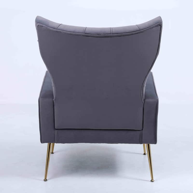 Modern Upholstered Accent Chair with Ottoman and Metal Legs for Living Space