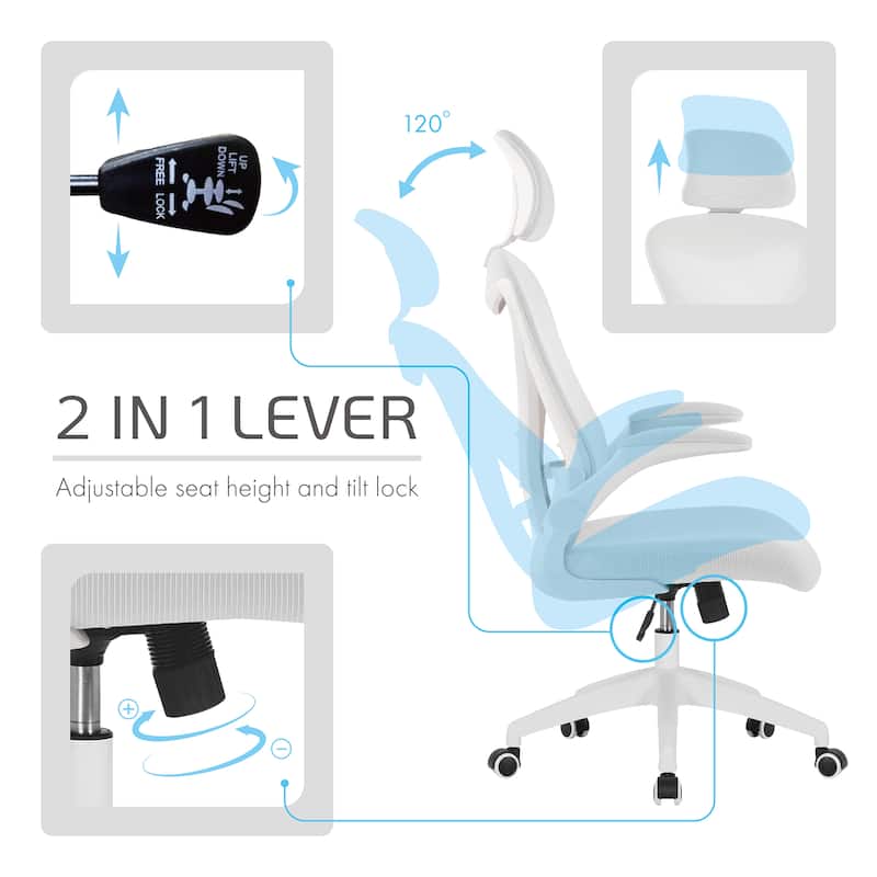 Porthos Home Raif Office Chair, Mesh Back, Central Tilt, Flip-up Armrests
