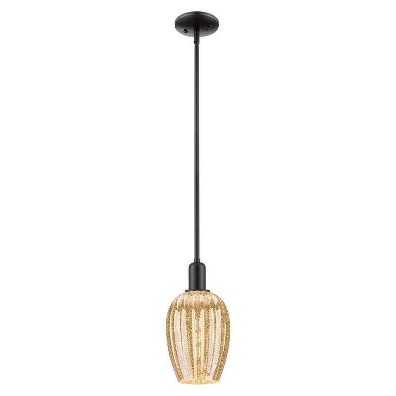 Innovations Lighting Downtown Urban - Preston - 1 Light 6" Flute Shade Cord Hung Mini Pendant - Mercury Shade/Matte Black