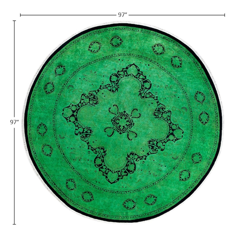 Contemporary Overdyed Wool Hand Knotted Round Area Rug - 8' 1" x 8' 1"