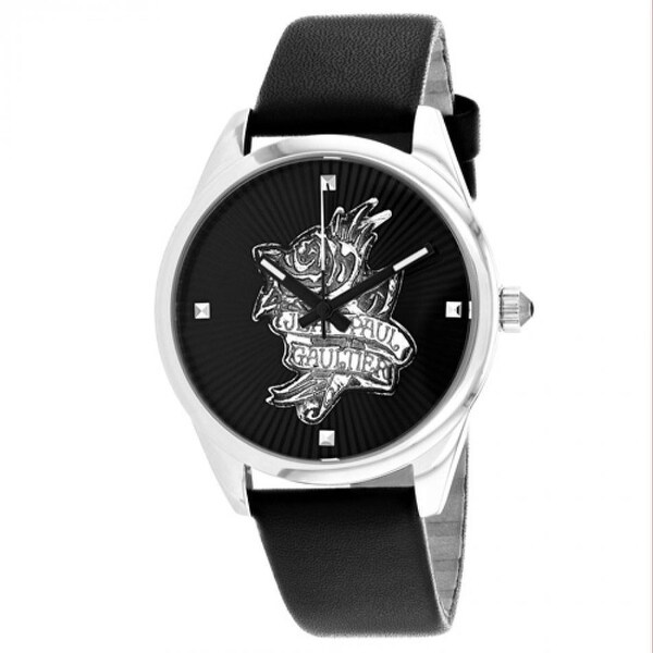 Jean Paul Gaultier Women's 8502412 'Navy Tatoo' Black Leather Watch. Opens flyout.