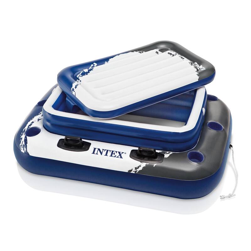 Intex 18ft x 42in Prism Above Ground Pool, Inflatable Loungers (2 Pack) & Cooler