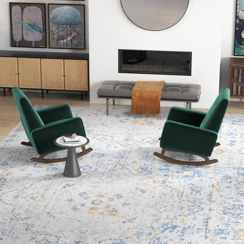 Werman Mid Century Pillow Back Linen Lounge Chair (Set of 2)