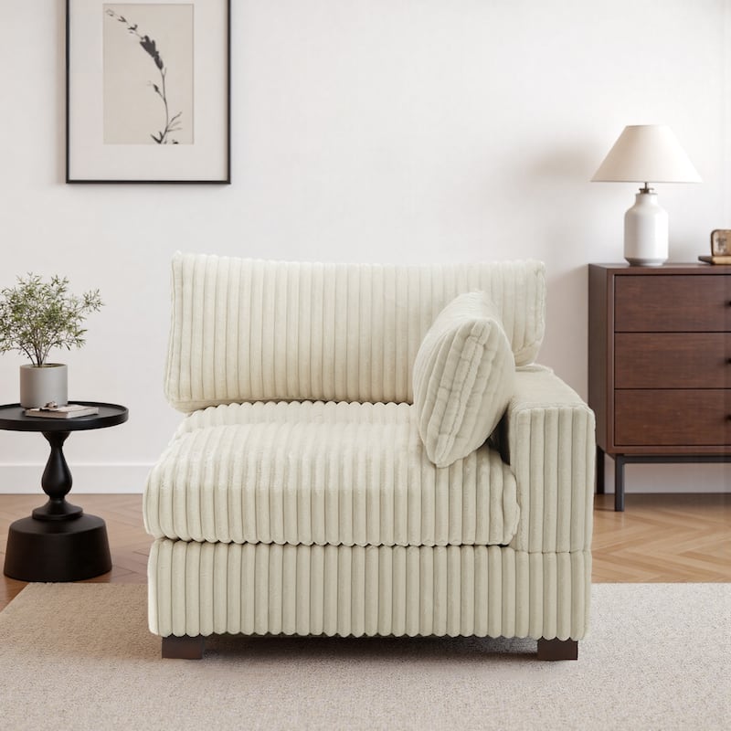 Cotton Flannel corner Sofa Armless Modular Sectional Sofa Seamless Combination - White-LeftCorner - Right Facing