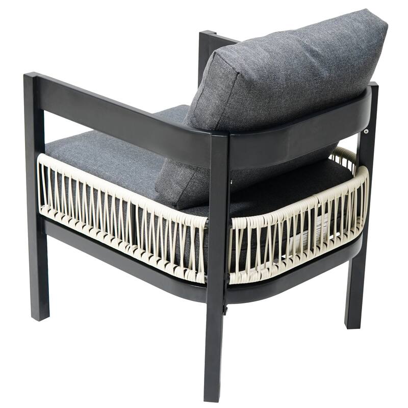 Modular Outdoor Sofa Set with PE Wicker & WPC Table, Rust-Proof Frame