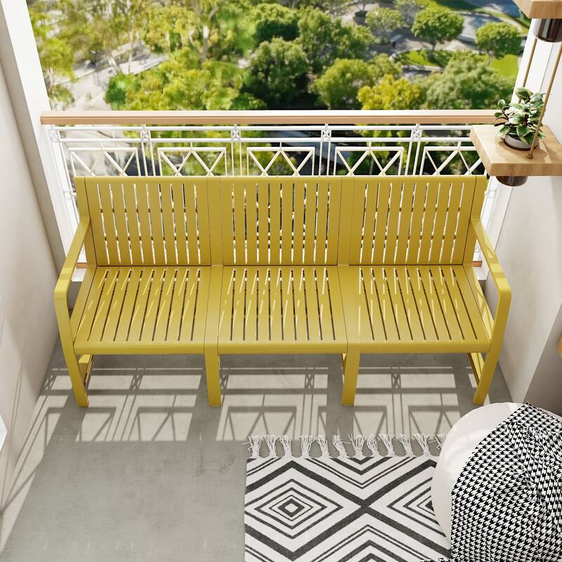 All-Weather 3-Piece Outdoor Sofa Set, Durable Modular Patio Sofa Set with Breathable Cushions for Patios - Yellow