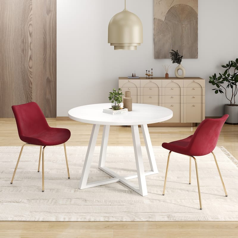 Modern Style Dining Set with Round Dining Table and Velvet Upholstered Chairs