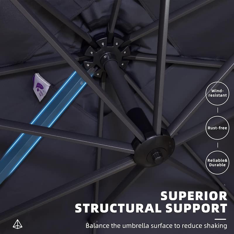 PURPLE LEAF 9 ft Square 360 Degree Rotation Patio Cantilever Umbrella