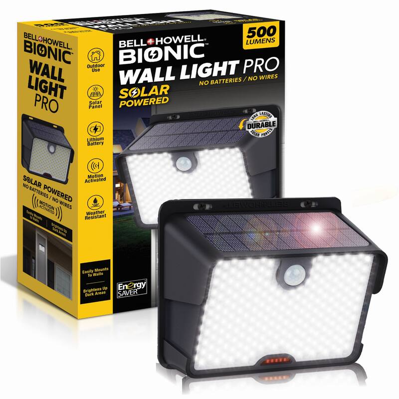 Bell + Howell Wall Light Pro Solar Powered Motion Sensor Outdoor LED Wall Light - Black