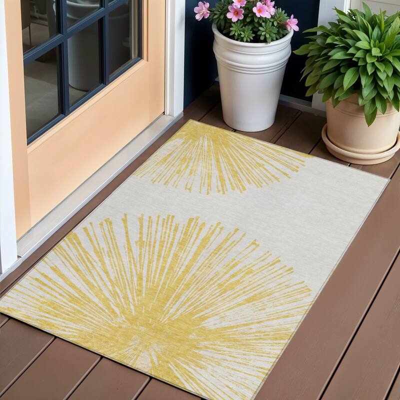HomeRoots Abstract Transitional Rectangle Outdoor Rug - 3' x 5'
