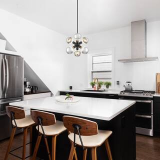 Gambit 7 in. 6-Light Matte Black Modern Pendant Light