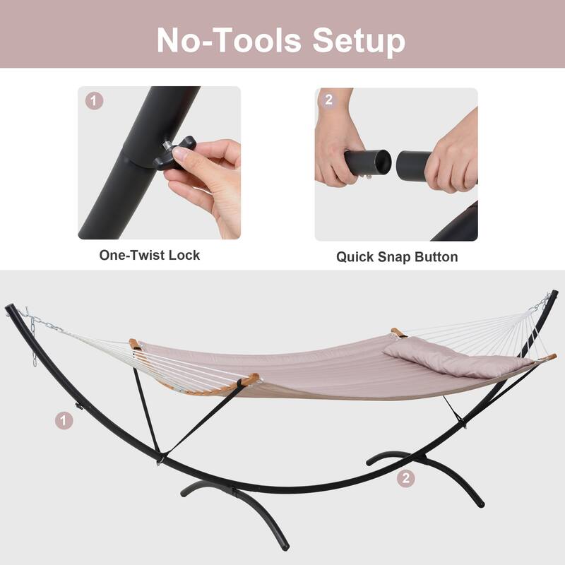 Portable Freestanding Hammock with Curved Stand for Outside