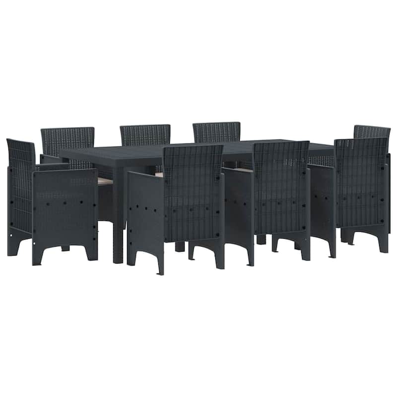 vidaXL Garden Dining Set 7/9 pcs Anthracite/Brown Polt rattan - 200 x 100 x 73 cm