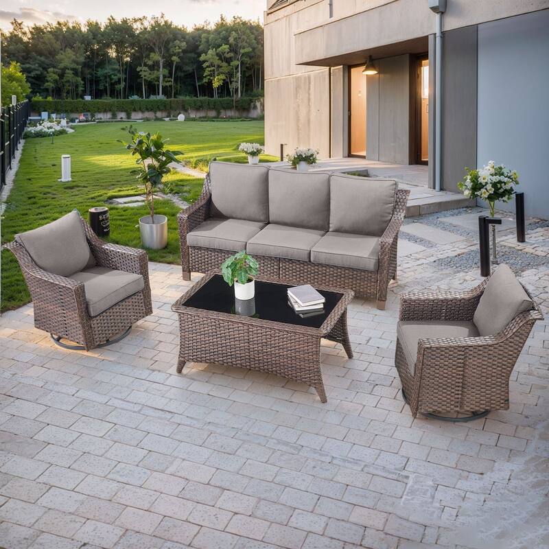 Pocassy All-Weather Rattan Patio Funiture Set