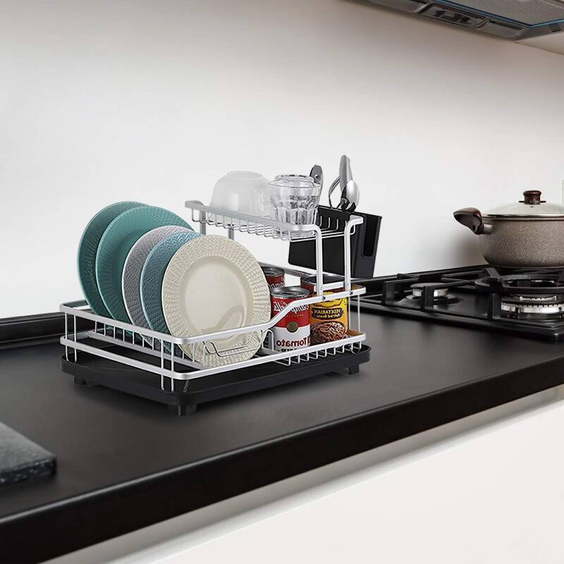 2 Tier Aluminum Dish Drainers for Kitchen Counter - 2 Tier