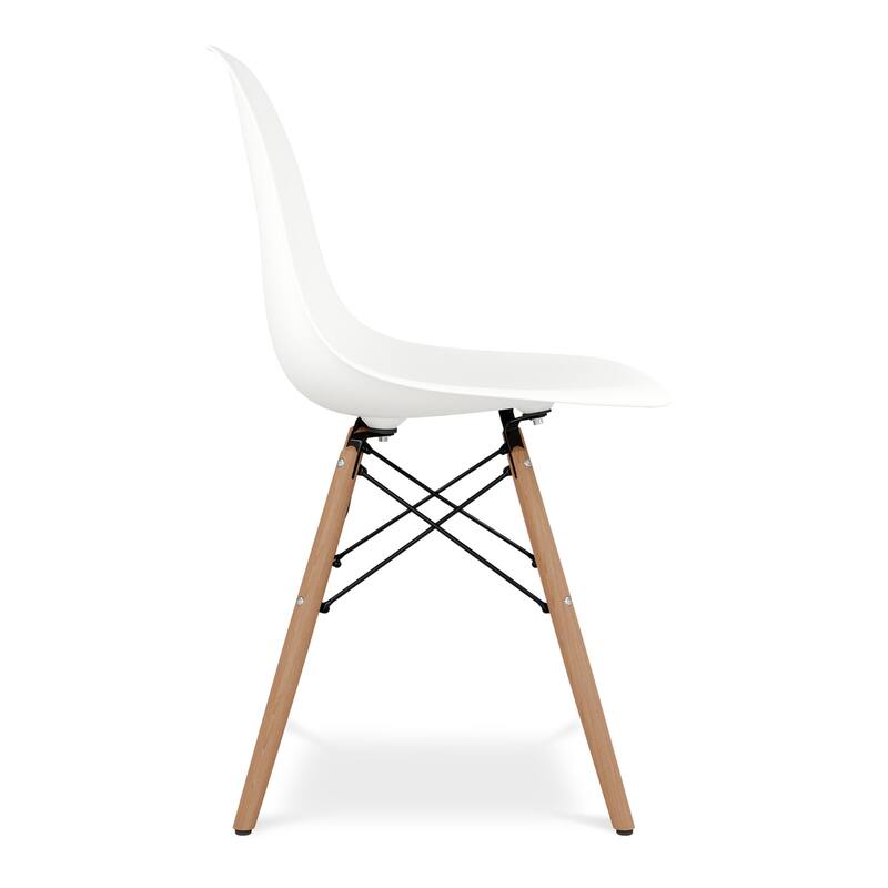 HomeRoots White And Natural Heavy Duty Plastic And Wood Dining Side Chair