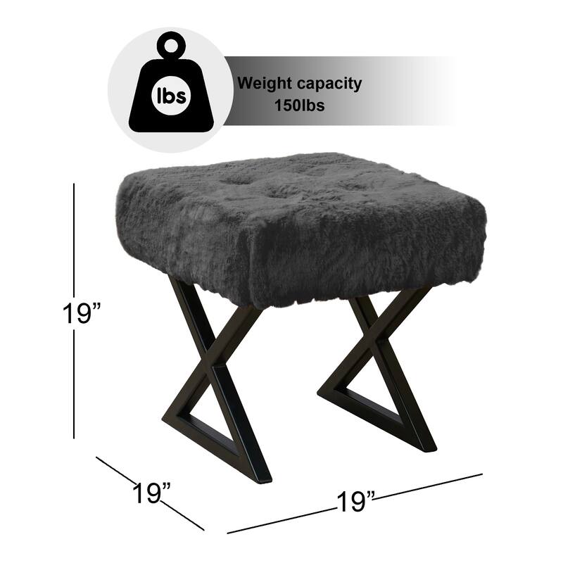 FauxFur Ottoman Vanity Stool 19"X19"X19".