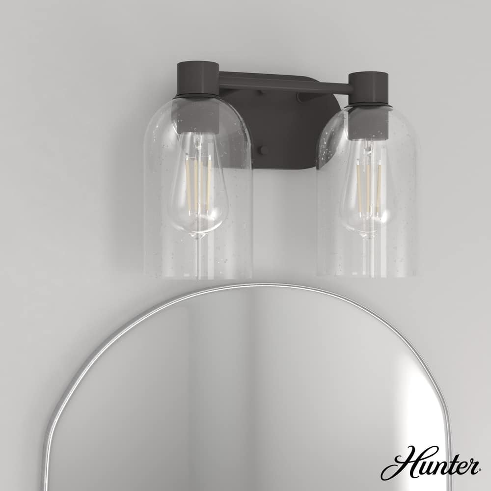 Hunter Lochemeade 2-Light Vanity Wall Light, Damp-Rated - Bathroom, Laundry - Modern Farmhouse, Contemporary, Industrial