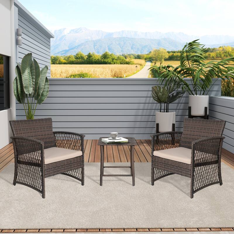 Heritage Outdoor 3-piece Wicker Bistro Patio Set - Coffee/Beige