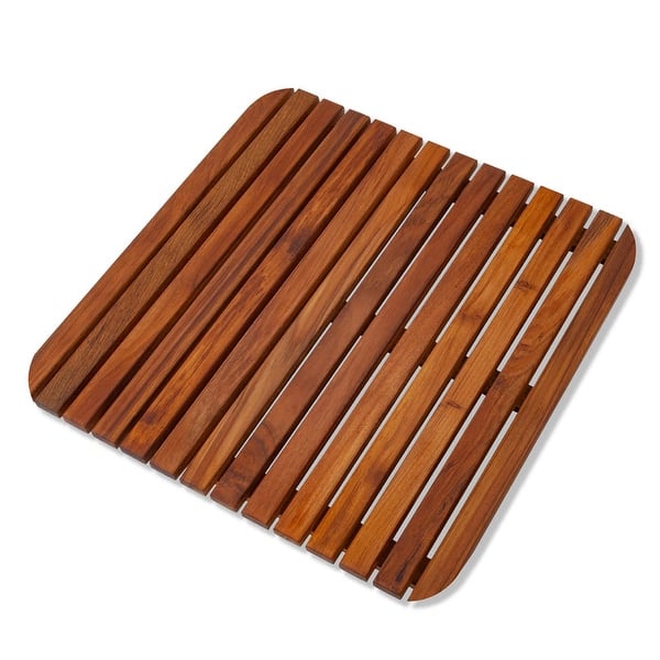 Nordic Style Teak Wood Shower and Bath Mat 19.6" x 19.6"