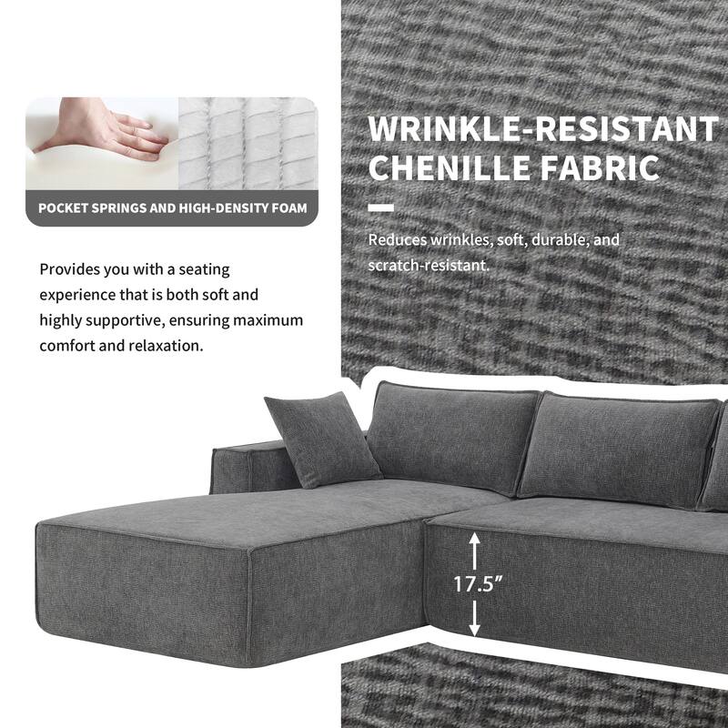 111.5" Chenille Modular Sectional Sofa, 4-Seater