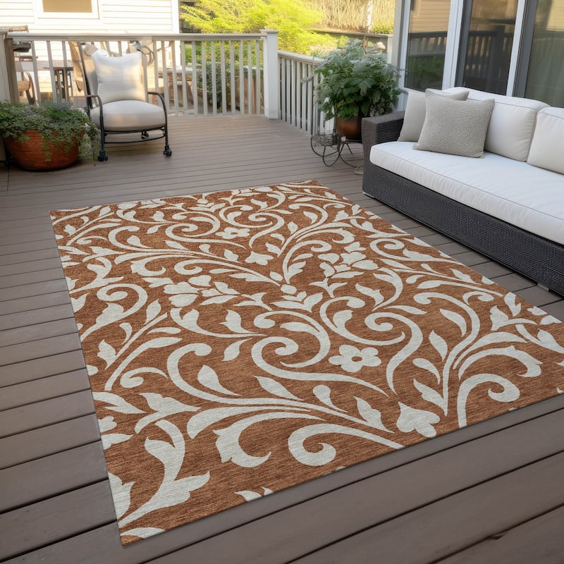 Machine Washable Indoor/ Outdoor Chantille Traditional Elegant Rug - Paprika - 3' x 5'