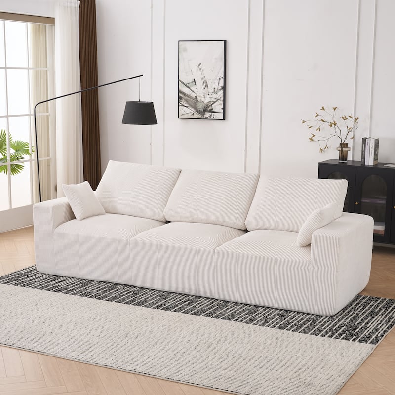 3 Seater Corduroy Sectional Sofa Modular Deep Seat Lounge Couch