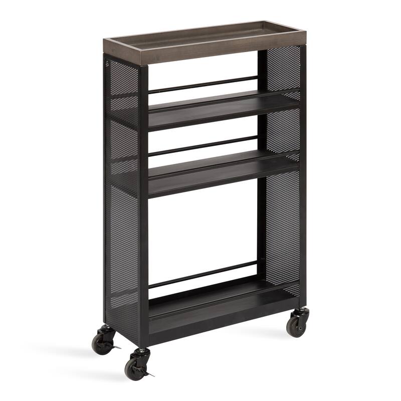 Kate and Laurel Piazza Storage Cart - 18x7x30 - Gray/Black
