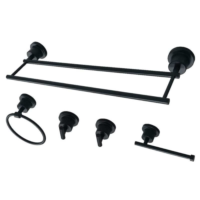 Kingston Brass Concord 5 Piece Bathroom Package with Double Towel Bar, - Matte Black