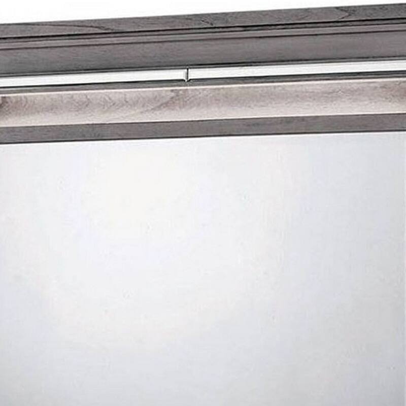 49 Inch Wooden Contemporary Mirror with LED, Light Gray