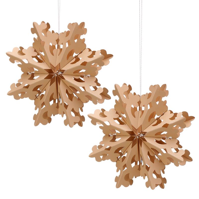 8" Fold Paper Cut Out Snowflake Ornament Set of 2