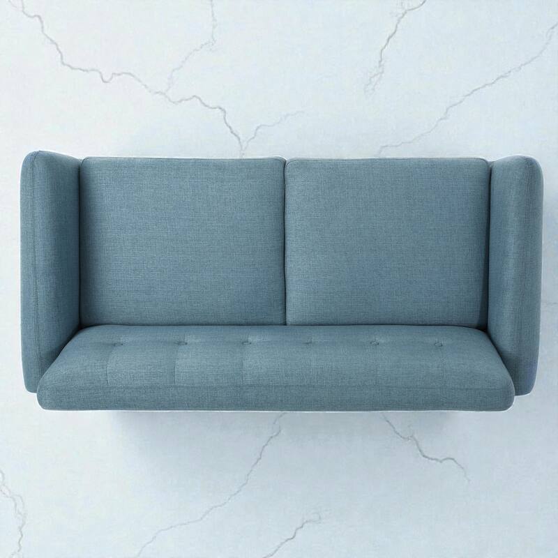 67.25" Button Tufted Loveseat, Mid-Century Modern Upholstered Sofa with Tapered Wood Legs