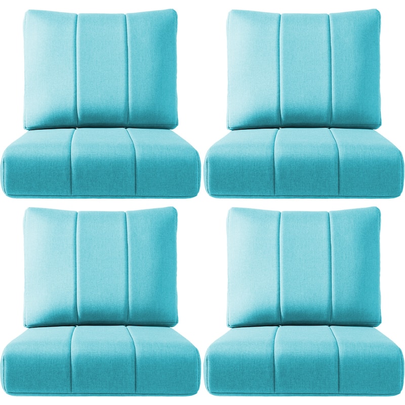 Ivora 24" W x 24" D x 6" T Water & Fade Resistant Outdoor Lounge Chair Replacement Cushion Set - 4 Sets - Light Blue