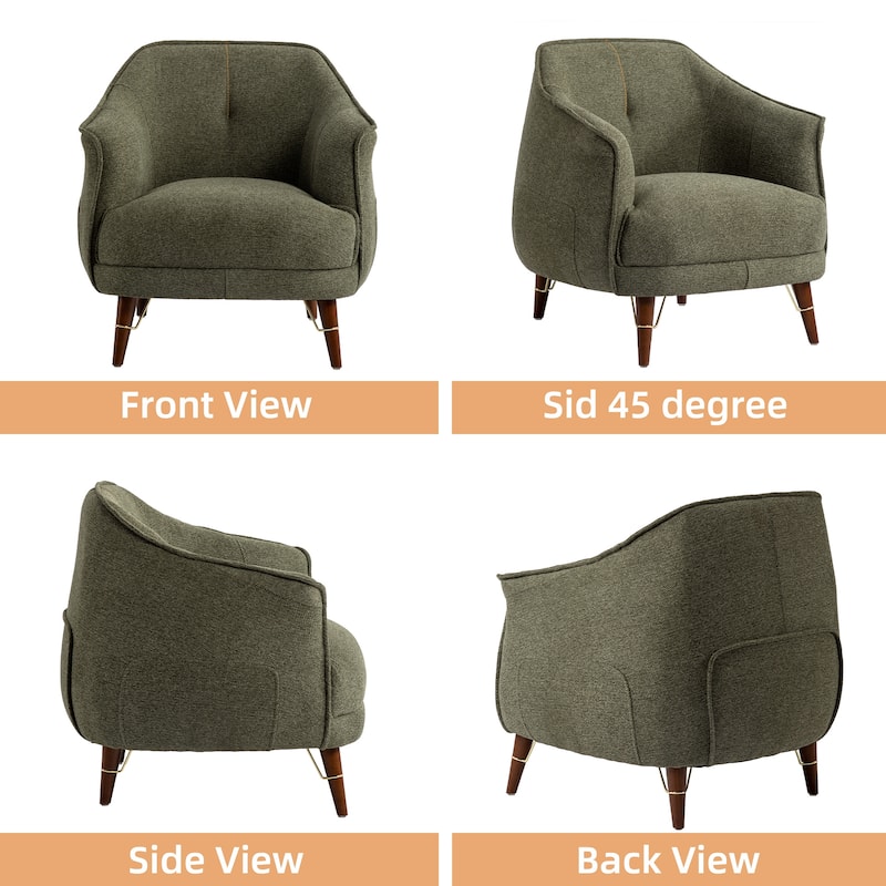 XINMICS Mid-Century Modern Accent Chair, Tufted Upholstered Armchair for Living Room, Bedroom, Set of 1