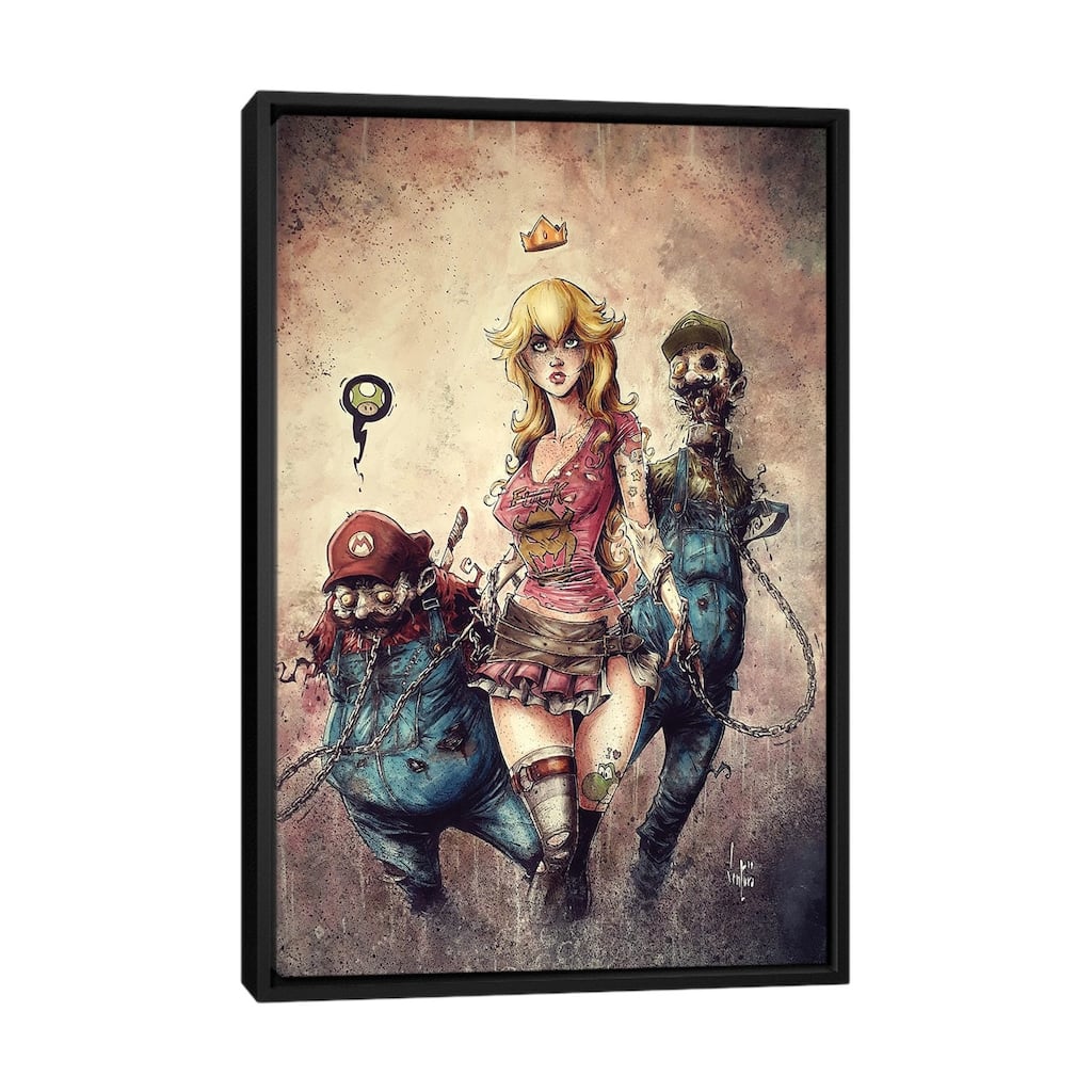 iCanvas "Princess Peach The Walking Dead" by Marcelo Ventura Framed Canvas Print