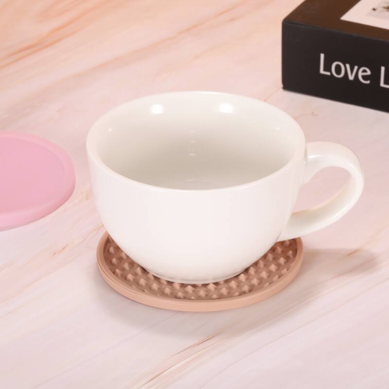 6pcs Silicone Drink Coasters with Holder for Desk Furniture Protection