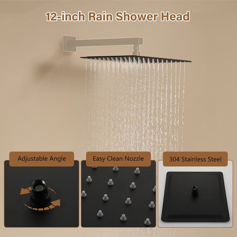 1-Spray Pattern with 2.5 GPM Square Ceiling Mount Rain Fixed Shower Head